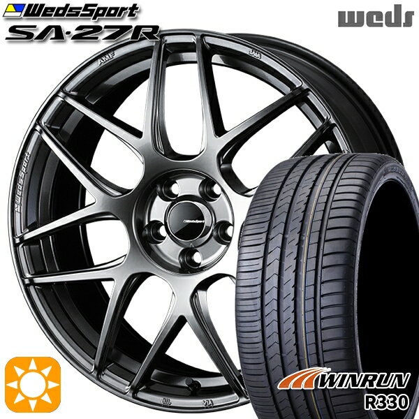 5/20ポイント5倍★フォレスターSK9/SKE エクストレイル 225/55R17 101W XL ウィンラン R330 Weds ウェッズスポーツ SA27R PSB（プラチナシルバーブラック） 17インチ 7.0J 5H114.3 サマータイヤホイールセット