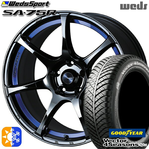 アクセラ アテンザ 215/45R18 89H グッドイヤー ベクター フォーシーズンズ Weds ウェッズスポーツ SA75R 18インチ 7.5J 5H114.3 BLCII (ブルーライトクロームツー) オールシーズンタイヤホイールセット