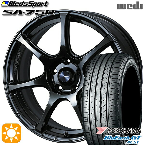 【取付対象】セレナ 215/40R18 89W XL ヨコハマ ブルーアースGT AE51 Weds ウェッズスポーツ SA75R HBCII (ハイパーブラッククリアツー 18インチ 7.5J 5H114.3 サマータイヤホイールセット