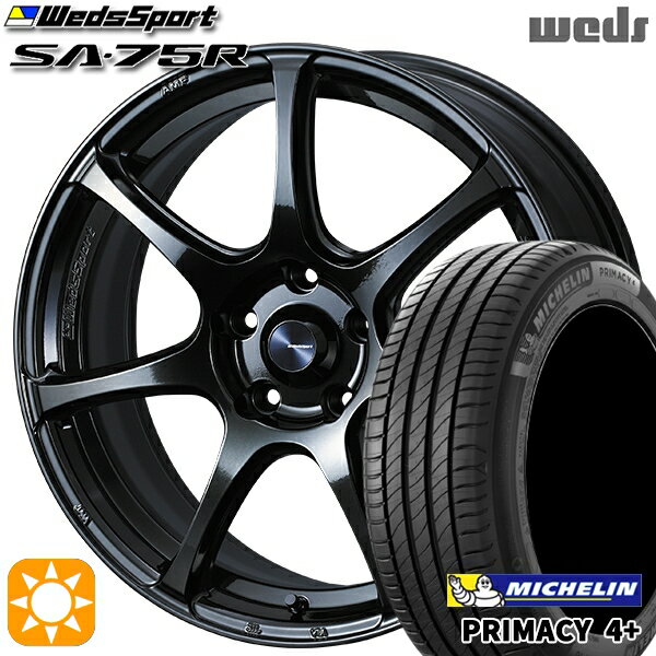 【取付対象】225/45R18 95W XL ミシュラン プライマシー4プラス Weds ウェッズスポーツ SA75R HBCII (ハイパーブラッククリアツー 18インチ 8.5J 5H114.3 サマータイヤホイールセット