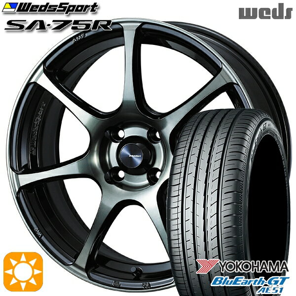 5/15ポイント5倍★195/45R16 84V XL ヨコハマ ブルーアースGT AE51 Weds ウェッズスポーツ SA75R WBC (ウォースブラッククリアー) 16インチ 6.5J 4H100 サマータイヤホイールセット