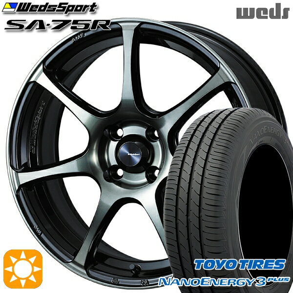 【取付対象】195/45R16 80W トーヨー ナノエナジー3プラス Weds ウェッズスポーツ SA75R WBC (ウォースブラッククリアー) 16インチ 6.5J 4H100 サマータイヤホイールセット