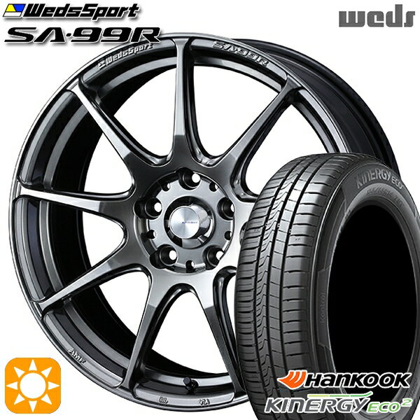 【取付対象】165/50R15 72V ハンコック KlnERGy ECO2 K435 Weds ウェッズスポーツ SA99R PSB (プラチナシルバーブラック) 15インチ 5.0J 4H100 サマータイヤホイールセット