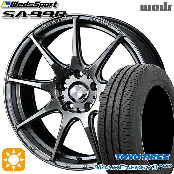 【取付対象】195/45R16 80W トーヨー ナノエナジー3プラス Weds ウェッズスポーツ SA99R PSB (プラチナシルバーブラック) 16インチ 6.5J 4H100 サマータイヤホイールセット