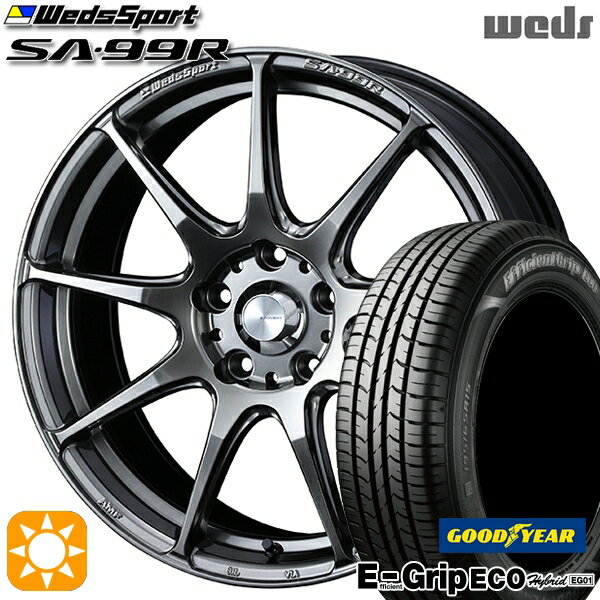 【取付対象】リーフ レヴォーグ 215/50R17 91V グッドイヤー エフィシェントグリップ エコ EG01 Weds ウェッズスポーツ SA99R PSB (プラチナシルバーブラック) 17インチ 7.0J 5H114.3 サマータイヤホイールセット