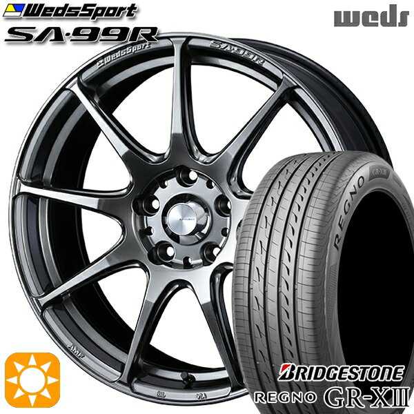 【取付対象】ジェイド アクセラ 225/40R18 92W XL ブリヂストン レグノ GR-X3 Weds ウェッズスポーツ SA99R PSB (プラチナシルバーブラック) 18インチ 7.5J 5H114.3 サマータイヤホイールセット