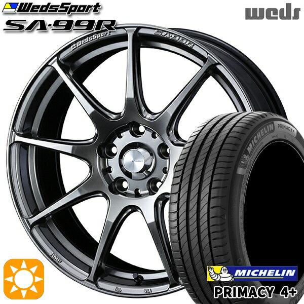 【18日限定!ダイヤモンド会員限定P13倍!】 215/55R17 98W XL ミシュラン プライマシー4プラス Weds ウェッズスポーツ SA99R PSB (プラチナシルバーブラック) 17インチ 7.0J 5H114.3 サマータイヤホイールセット