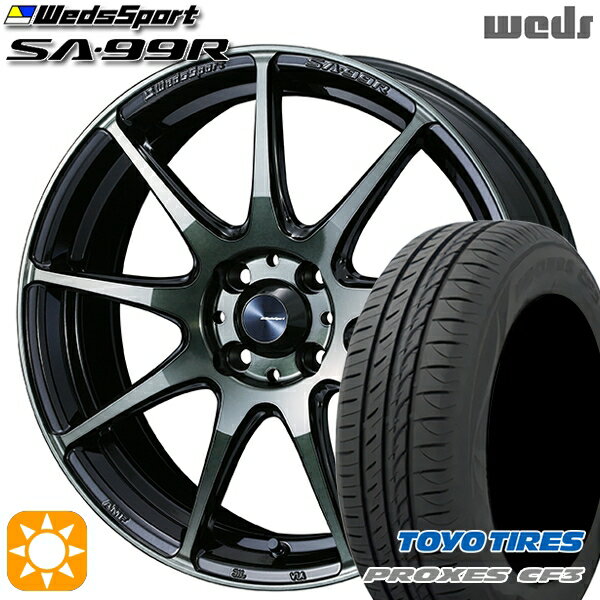【取付対象】フィット アクア 185/60R15 84H トーヨー プロクセス CF3 Weds ウェッズスポーツ SA99R WBC（ウォースブラッククリアー） 15インチ 6.0J 4H100 サマータイヤホイールセット
