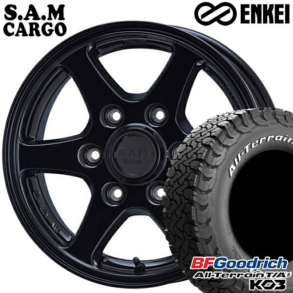 【取付対象】200系ハイエース 195/80R15 107S RWL BFグッドリッチ オールテレーン T/A KO3 ENKEI S.A.M カーゴ ブラック 15インチ 6.0J 6H139.7 サマータイヤホイールセット
