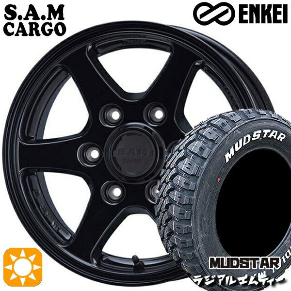 【取付対象】215/60R17 109/107R マッドスター ラジアル M/T ホワイトレター ENKEI S.A.M カーゴ ブラック 17インチ 6.5J 6H139.7 サマータイヤホイールセット