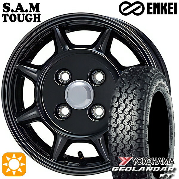 【取付対象】軽トラ 145/80R12 80/78N ヨコハマ ジオランダーKT Y828C ENKEI S.A.M タフ ブラック 12インチ 4.0J 4H100 サマータイヤホイールセット