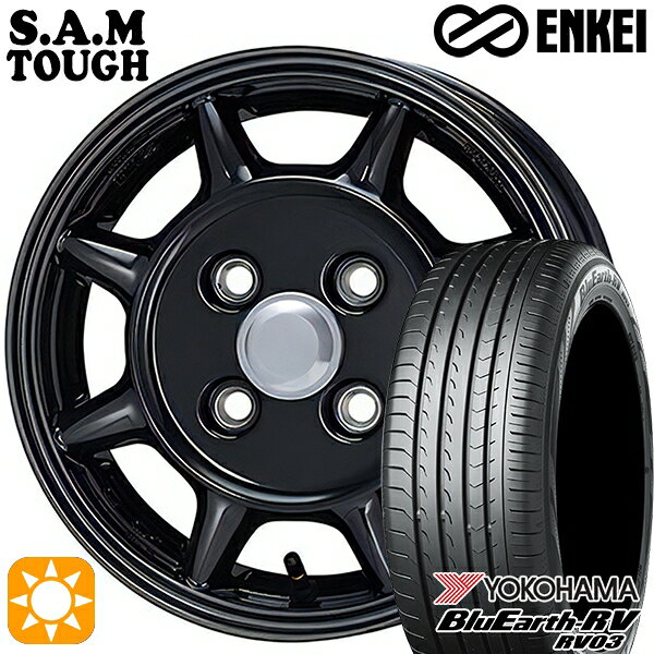 【取付対象】エブリィワゴン 165/60R14 75H ヨコハマ ブルーアース RV03 ENKEI S.A.M タフ ブラック 14インチ 5.0J 4H100 サマータイヤホイールセット