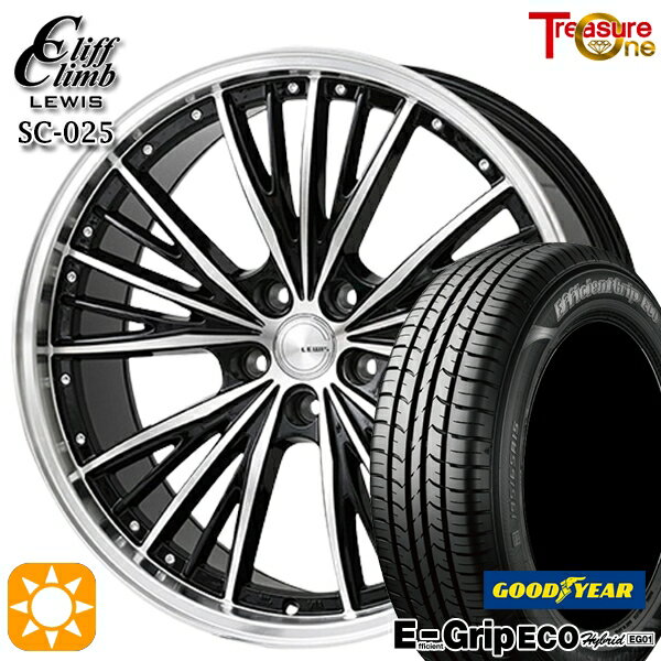 【取付対象】リーフ レヴォーグ 215/50R17 91V グッドイヤー エフィシェントグリップ エコ EG01 トレジャーワン クリフクライム ルイス SC025 17インチ 7.0J 5H114.3 サマータイヤホイールセット