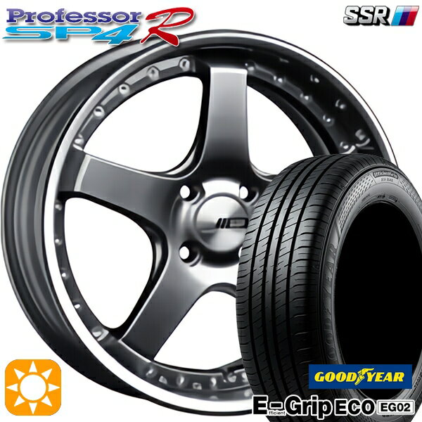 【取付対象】アクア クロスビー 185/55R16 83V グッドイヤー エフィシェントグリップ EG02 SSR プロフェッサー SP4R チタンシルバー 16インチ 6.0J 4H100 サマータイヤホイールセット