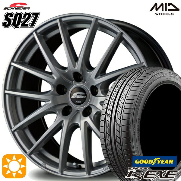 【取付対象】セレナ 215/40R18 89W XL グッドイヤー イーグル LSEXE MID シュナイダー SQ27 メタリックシルバー 18インチ 7.0J 5H114.3 サマータイヤホイールセット