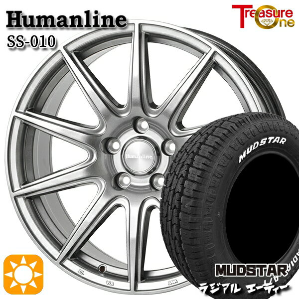 【取付対象】195/65R15 91H マッドスター ラジアル A/T ホワイトレター トレジャーワン ヒューマンライン SS010 ダークグレー 15インチ 6.0J 5H114.3 サマータイヤホイールセット