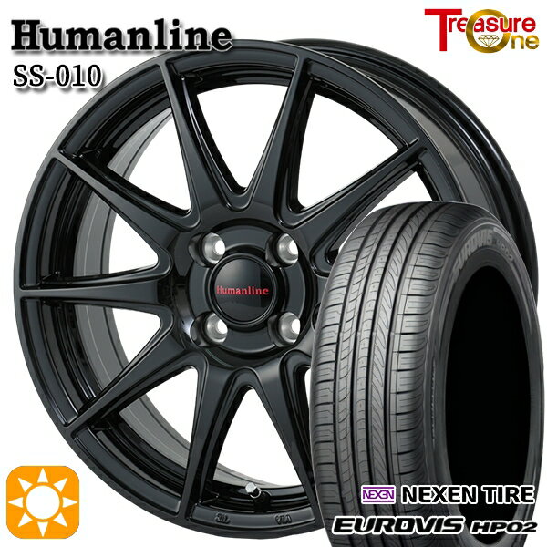 【18日限定!ダイヤモンド会員限定P13倍!】 165/65R14 ネクセン ロードストーン ユーロビズ HP02 トレジャーワン ヒューマンライン SS010 ブラック 14インチ 5.5J 4H100 サマータイヤホイールセット