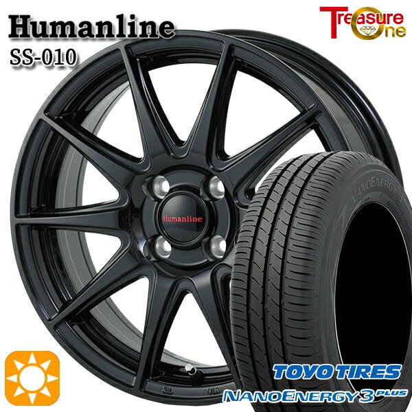 【取付対象】フィット デミオ 175/65R14 82S トーヨー ナノエナジー3プラス トレジャーワン ヒューマンライン SS010 ブラック 14インチ 5.5J 4H100 +38/+45 サマータイヤホイールセット
