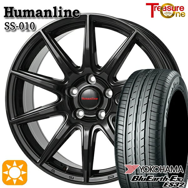 【取付対象】215/50R17 95V XL ヨコハマ ブルーアース ES32 トレジャーワン ヒューマンライン SS010 ブラック 17インチ 7.0J 5H114.3 +38/+48/+53 サマータイヤホイールセット