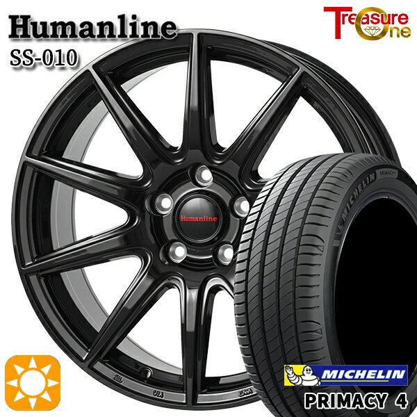 【18日限定!ダイヤモンド会員限定P13倍!】 205/55R16 91W ミシュラン プライマシー4 トレジャーワン ヒューマンライン SS010 ブラック 16インチ 6.5J 5H114.3 +38/+48/+53 サマータイヤホイールセット