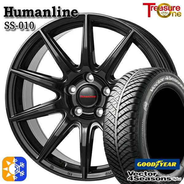 215/45R17 91H XL グッドイヤー ベクター フォーシーズンズ トレジャーワン ヒューマンライン SS010 ブラック 17インチ 7.0J 5H100 オールシーズンタイヤホイールセット