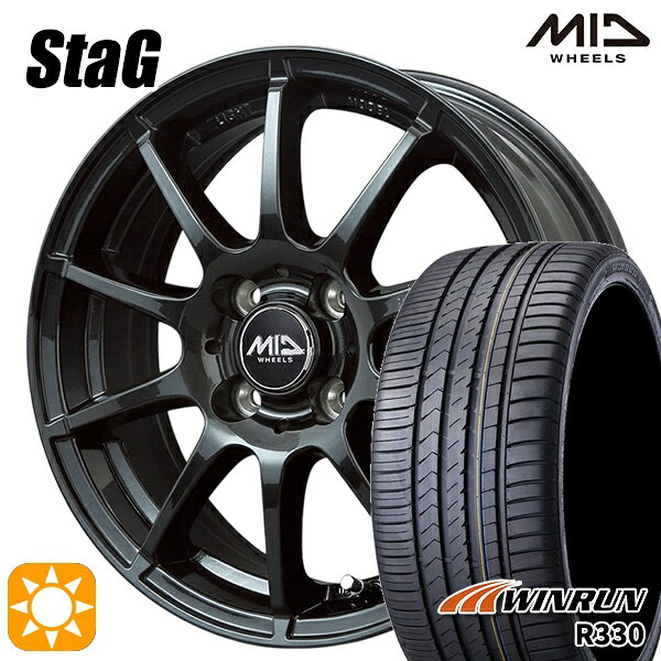 【取付対象】195/45R16 84V XL ウィンラン R330 MID シュナイダー スタッグ ストロングガンメタ 16インチ 6.0J 4H100 サマータイヤホイールセット