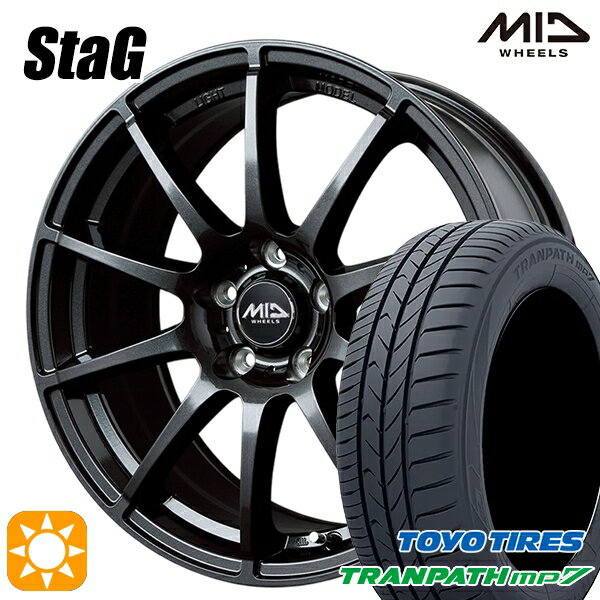 【取付対象】195/65R15 91H トーヨー トランパス mp7 MID シュナイダー スタッグ ストロングガンメタ 15インチ 6.0J 5H114.3 サマータイヤホイールセット