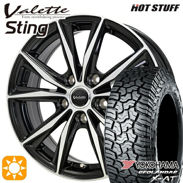 【取付対象】デリカD5 215/70R16 100/97Q ヨコハマ ジオランダー X-AT G016 ホットスタッフ ヴァレット スティング BK/P 16インチ 6.0J 5H114.3 サマータイヤホイールセット