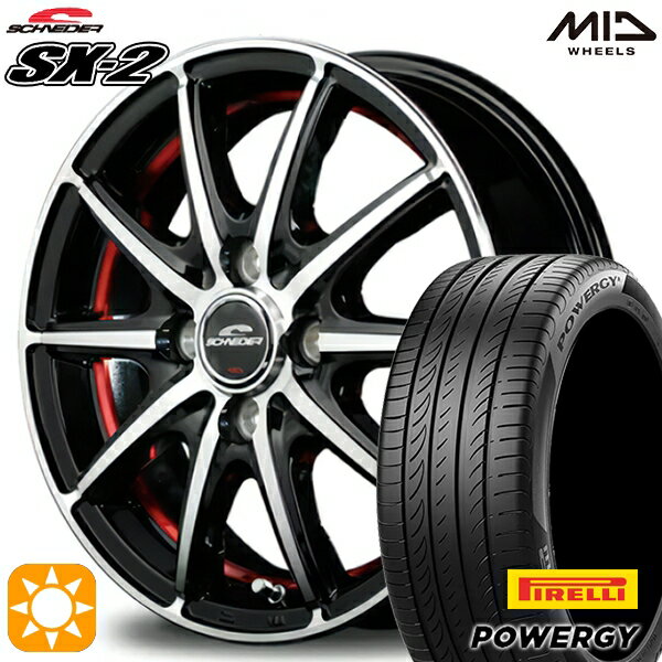 最大2,000円OFFクーポン★フィット アクア 175/65R15 84H ピレリ パワジー MID シュナイダー SX2 ブラックポリッシュ＋アンダーカットレッドクリア 15インチ 5.5J 4H100 サマータイヤホイールセット