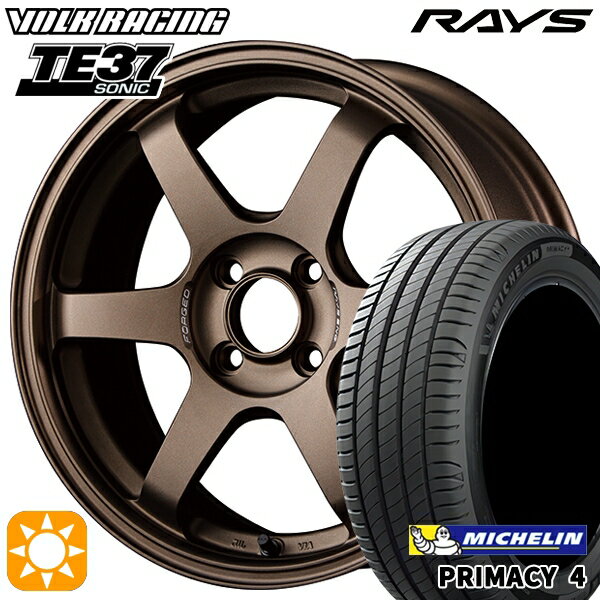 【取付対象】185/60R15 88H XL ミシュラン プライマシー4 RAYS ボルクレーシング TE37 ソニック BR 15インチ 6.0J 4H100 サマータイヤホイールセット