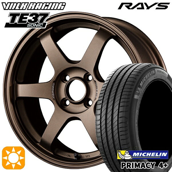 【取付対象】195/50R16 88V XL ミシュラン プライマシー4プラス RAYS ボルクレーシング TE37 ソニック BR 16インチ 6.0J 4H100 サマータイヤホイールセット