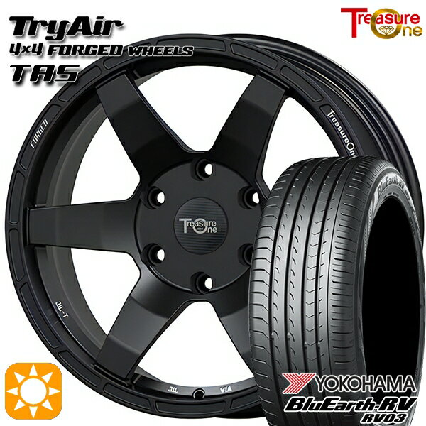 【取付対象】ヴェゼル オデッセイ 215/60R16 95H ヨコハマ ブルーアース RV03 トレジャーワン 鍛造 トライエアー TAS マットブラック 16インチ 7.0J 5H114.3 サマータイヤホイールセット