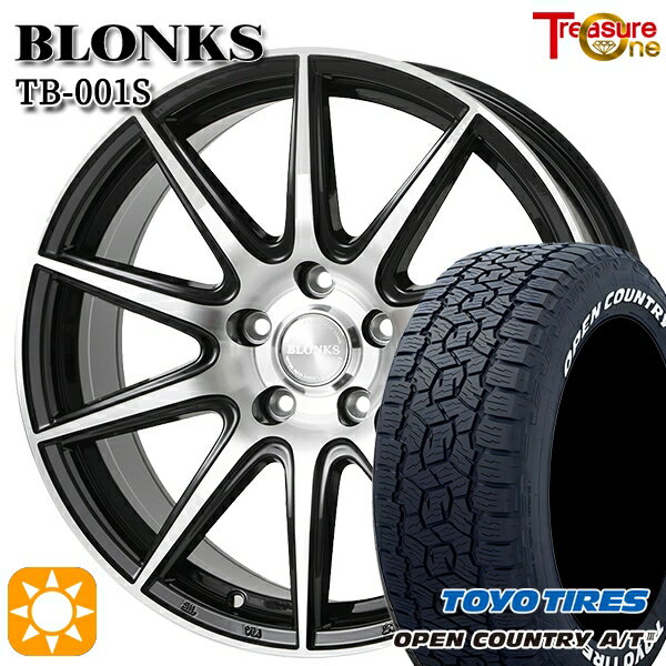 【取付対象】デリカD5 215/70R16 100T トーヨー オープンカントリーA/T3 ホワイトレター トレジャーワン ブロンクス TB001S ブラックポリッシュ 16インチ 6.5J 5H114.3 +38/+48/+53 サマータイヤホイールセット