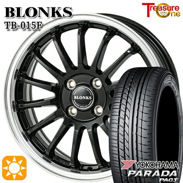 【取付対象】軽トラ 165/55R14C 95/93N ヨコハマ パラダ PA03 トレジャーワン ブロンクス TB015F BK/RP 14インチ 4.5J 4H100 サマータイヤホイールセット