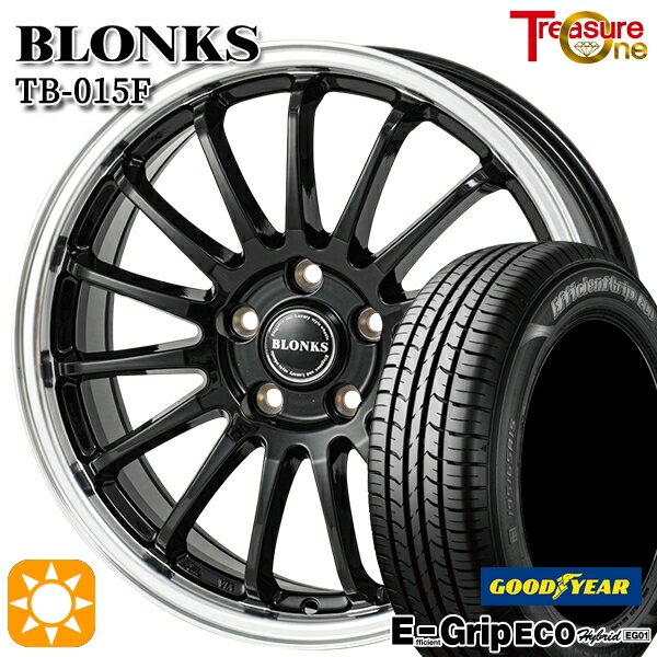 【取付対象】エスティマ ヤリスクロス 215/60R16 95H グッドイヤー エフィシェントグリップ エコ EG01 トレジャーワン ブロンクス TB015F BK/RP 16インチ 6.5J 5H114.3 サマータイヤホイールセット