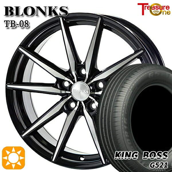 【取付対象】205/55R16 91V キングボス G521 トレジャーワン ブロンクス TB08 ブラックポリッシュ 16インチ 6.5J 5H100 サマータイヤホイールセット