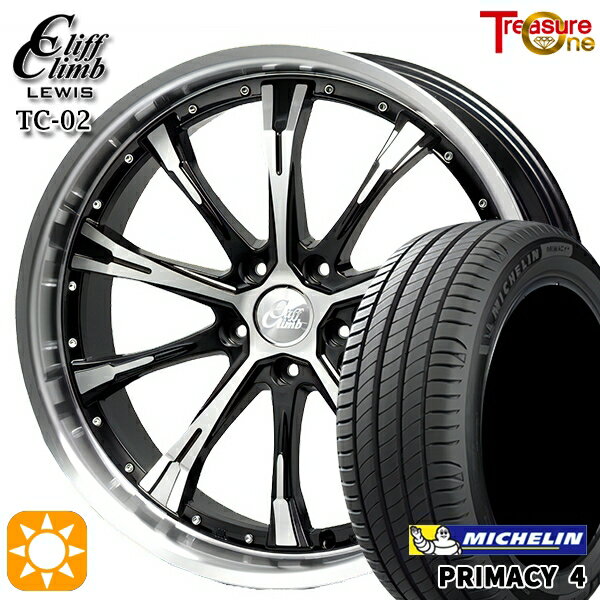 【取付対象】マークX レクサスIS 235/40R19 96W XL VOL ミシュラン プライマシー4 トレジャーワン クリフクライムルイス TC02 ブラックポリッシュ 19インチ 9.0J 5H114.3 サマータイヤホイールセット