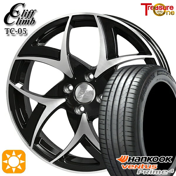 【取付対象】195/50R16 88V XL ハンコック veNtus PRime4 K135 トレジャーワン クリフクライム TC05 ブラックポリッシュ 16インチ 6.0J 4H100 サマータイヤホイールセット