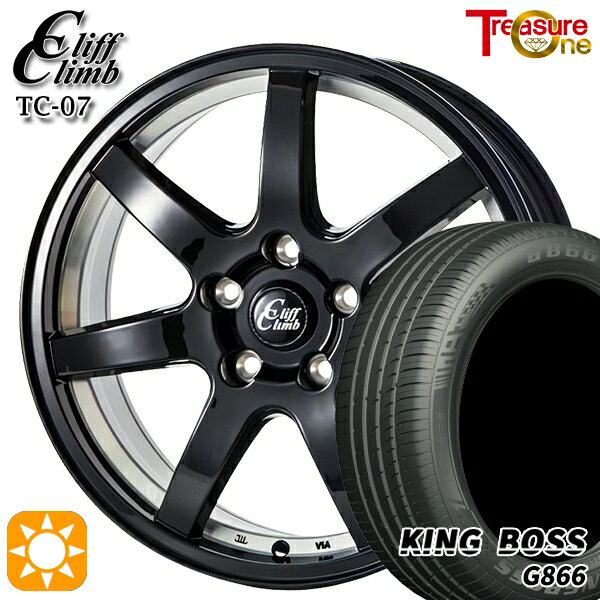 【取付対象】プリウス カローラツーリング 215/45R17 91W XL キングボス G866 トレジャーワン クリフクライム TC07 ブラックアンダーカット 17インチ 7.0J 5H100 サマータイヤホイールセット