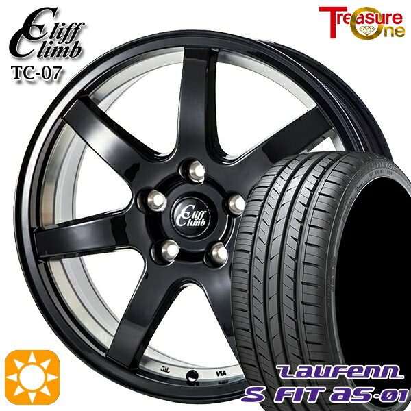 【取付対象】プリウス カローラツーリング 215/45R17 91W XL ラウフェン S FIT aS-01 LH02 トレジャーワン クリフクライム TC07 ブラックアンダーカット 17インチ 7.0J 5H100 サマータイヤホイールセット