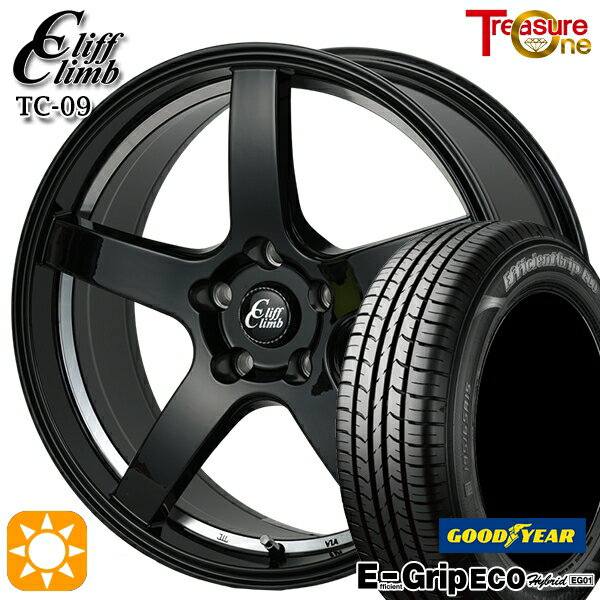 【取付対象】リーフ レヴォーグ 215/50R17 91V グッドイヤー エフィシェントグリップ エコ EG01 トレジャーワン クリフクライム TC09 ブラックアンダーカットポリッシュ 17インチ 7.0J 5H114.3 サマータイヤホイールセット