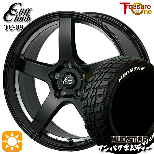 【取付対象】ヴェゼル レガシィ 225/60R18 100T WL マッドスター ワンパク M/T ホワイトレター トレジャーワン クリフクライム TC09 ブラックアンダーカットポリッシュ 18インチ 7.0J 5H114.3 サマータイヤホイールセット