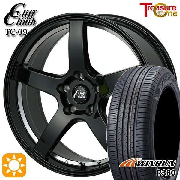 【取付対象】マツダ6 エクストレイル 225/60R18 104V XL ウィンラン R380 トレジャーワン クリフクライム TC09 ブラックアンダーカットポリッシュ 18インチ 8.0J 5H114.3 サマータイヤホイールセット