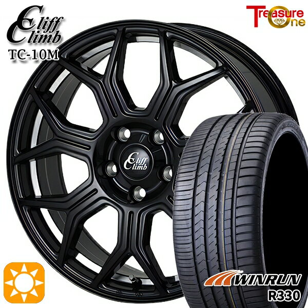 【取付対象】20/30系アルファード ヴェルファイア 235/50R18 101W XL ウィンラン R330 トレジャーワン クリフクライム TC10M ブラックアンダーカットポリッシュ 18インチ 7.0J 5H114.3 サマータイヤホイールセット