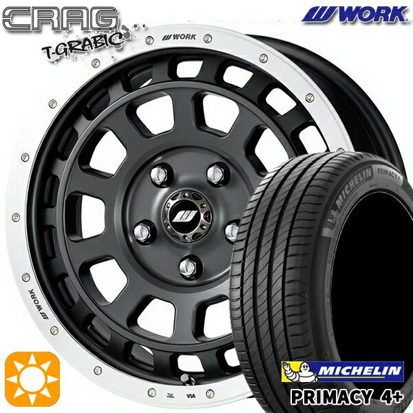 【取付対象】215/60R16 95H ミシュラン プライマシー4プラス WORK クラッグ ティーグラビック マットカーボンカットリム 16インチ 7.0J 5H114.3 +38 サマータイヤホイールセット