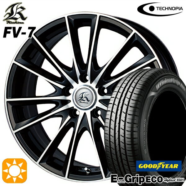 【18日限定!ダイヤモンド会員限定P13倍!】 アイシス ノア/ヴォクシー 215/45R17 91W XL グッドイヤー エフィシェントグリップ エコ EG01 テクノピア カシーナ FV7 ブラックポリッシュ 17インチ 7.0J 5H114.3 サマータイヤホイールセット