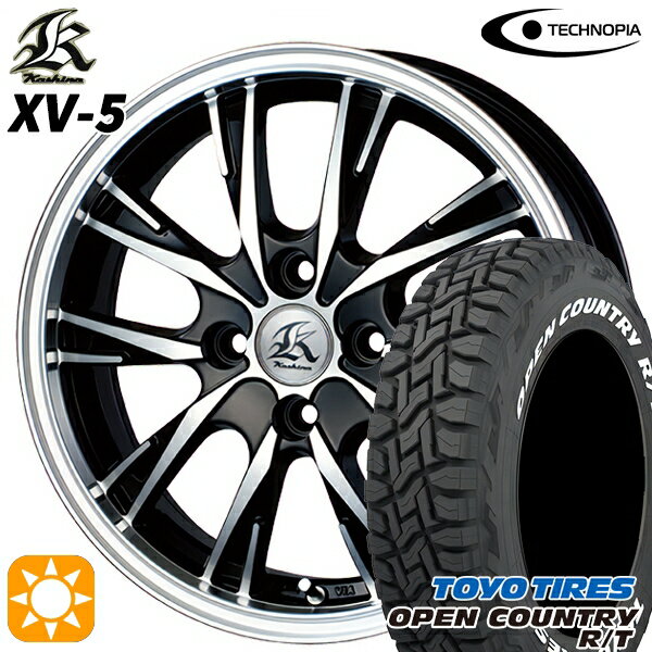 【取付対象】155/65R14 75Q WL トーヨー オープンカントリー R/T ホワイトレター テクノピア カシーナ XV5 ブラックポリッシュ 14インチ 4.5J 4H100 サマータイヤホイールセット