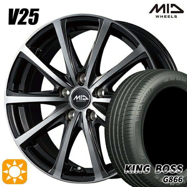【取付対象】アイシス ノア 215/45R17 91W XL キングボス G866 MID ユーロスピード V25 ブラックポリッシュ 17インチ 7.0J 5H114.3 サマータイヤホイールセット