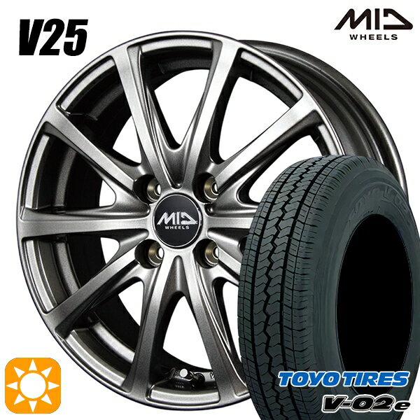 【取付対象】軽トラ 145/80R12 80/78N トーヨー V02E V-02E MID ユーロスピード V25 メタリックグレー 12インチ 4.0J 4H100 サマータイヤホイールセット