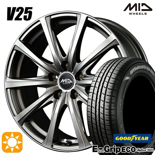 【取付対象】レガシィB4 エクシーガ 215/50R17 91V グッドイヤー エフィシェントグリップ エコ EG01 MID ユーロスピード V25 メタリックグレー 17インチ 7.0J 5H100 サマータイヤホイールセット